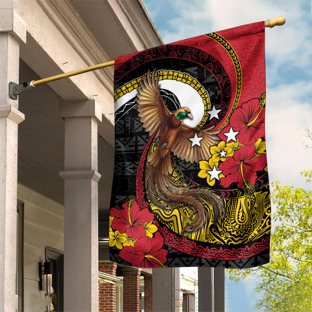 Papua New Guinea Language Week Garden Flag Bird Of Paradise Tribal Floral Pattern