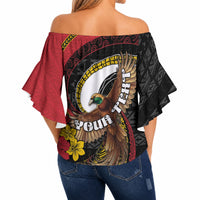 Personalised Papua New Guinea Language Week Off Shoulder Wrap Waist Top Bird Of Paradise Tribal Floral Pattern DT05 - Polynesian Pride