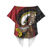 Personalised Papua New Guinea Language Week Off Shoulder Wrap Waist Top Bird Of Paradise Tribal Floral Pattern DT05 - Polynesian Pride