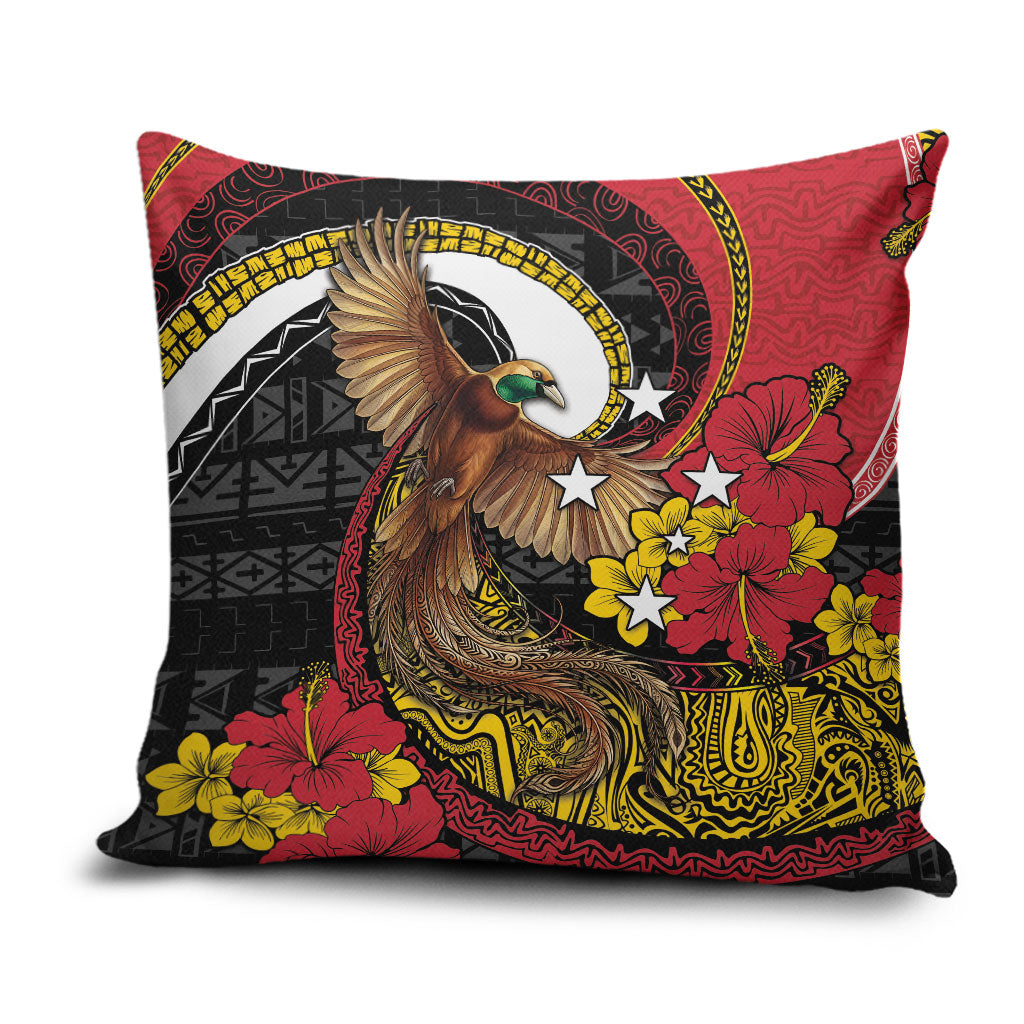 Papua New Guinea Language Week Pillow Cover Bird Of Paradise Tribal Floral Pattern