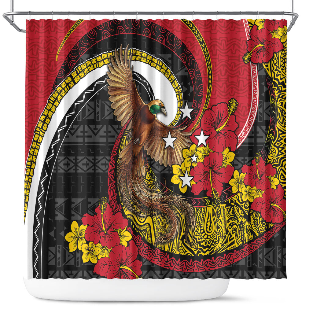 Papua New Guinea Language Week Shower Curtain Bird Of Paradise Tribal Floral Pattern