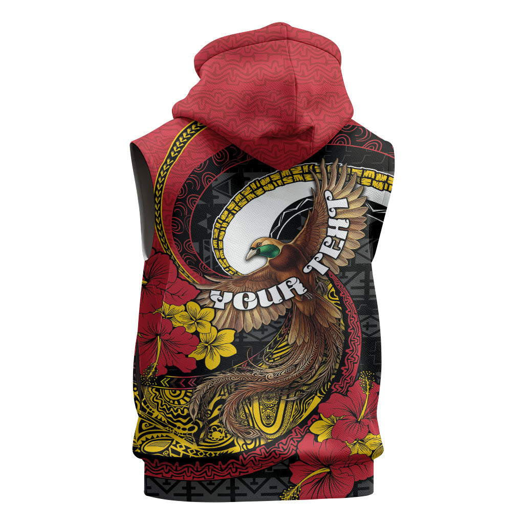 Personalised Papua New Guinea Language Week Sleeveless Hoodie Bird Of Paradise Tribal Floral Pattern DT05 - Polynesian Pride