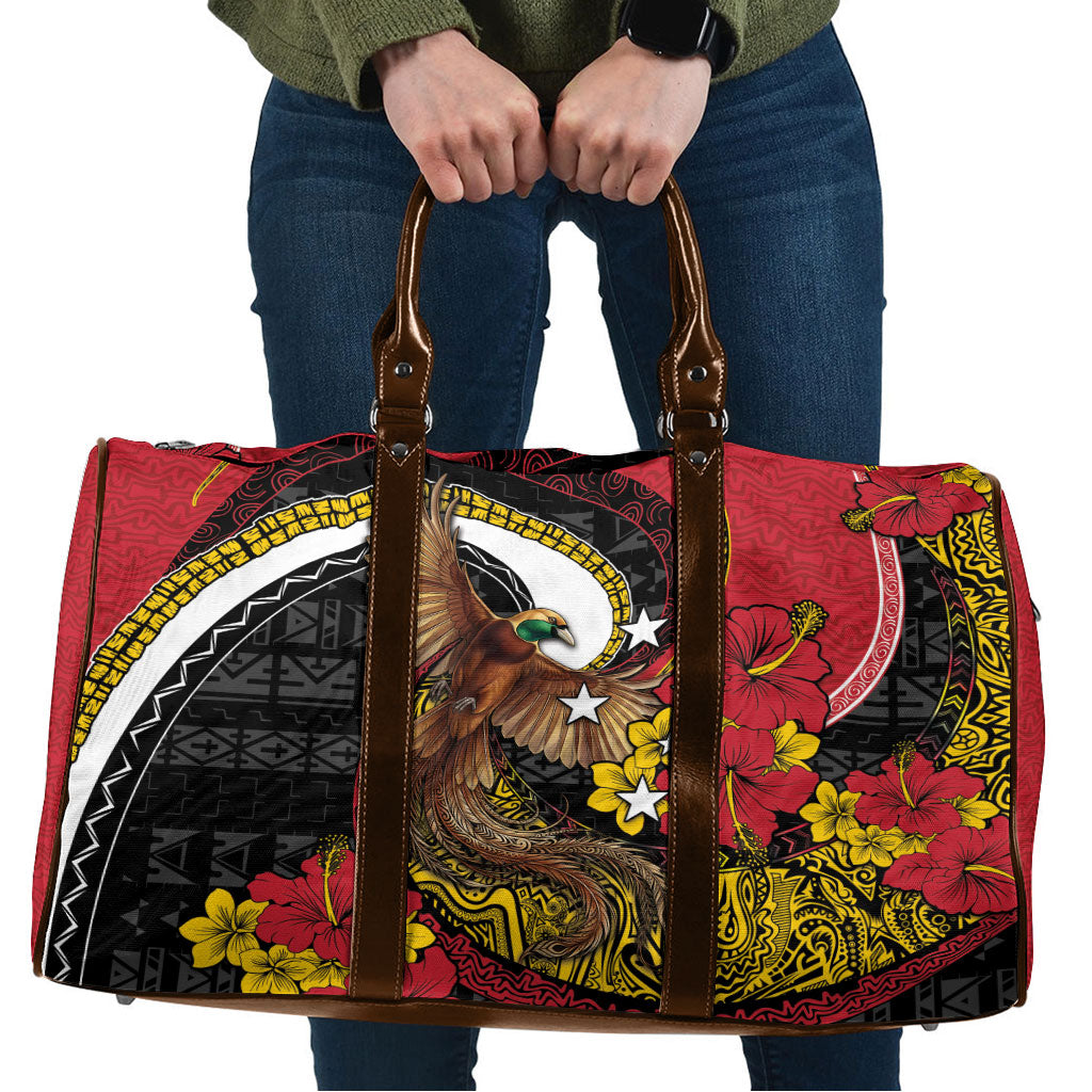 Papua New Guinea Language Week Travel Bag Bird Of Paradise Tribal Floral Pattern DT05 Black - Polynesian Pride