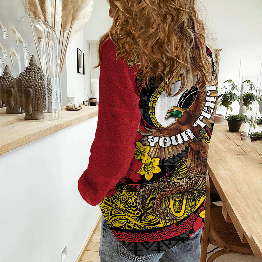 Personalised Papua New Guinea Language Week Women Casual Shirt Bird Of Paradise Tribal Floral Pattern DT05 - Polynesian Pride