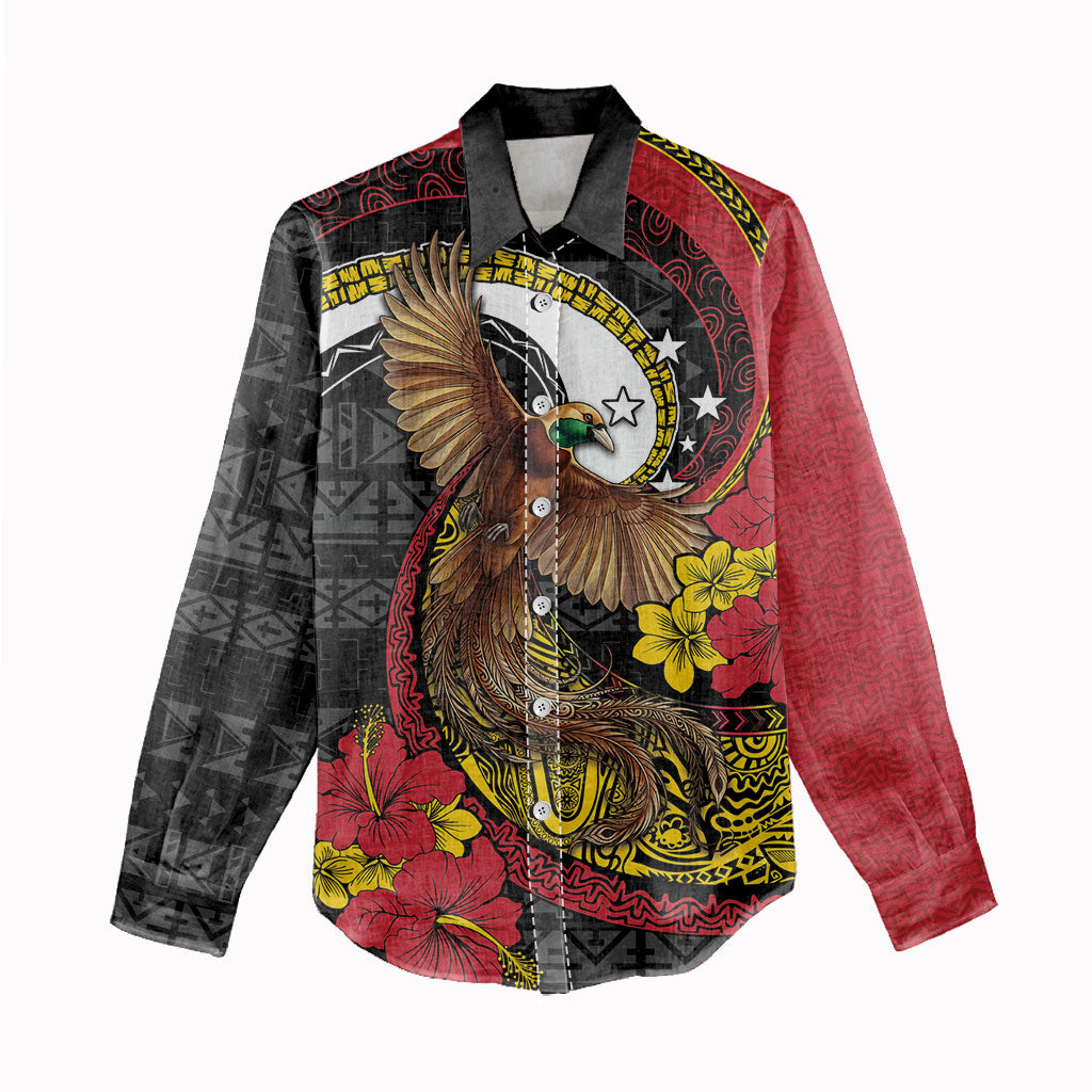 Personalised Papua New Guinea Language Week Women Casual Shirt Bird Of Paradise Tribal Floral Pattern DT05 - Polynesian Pride