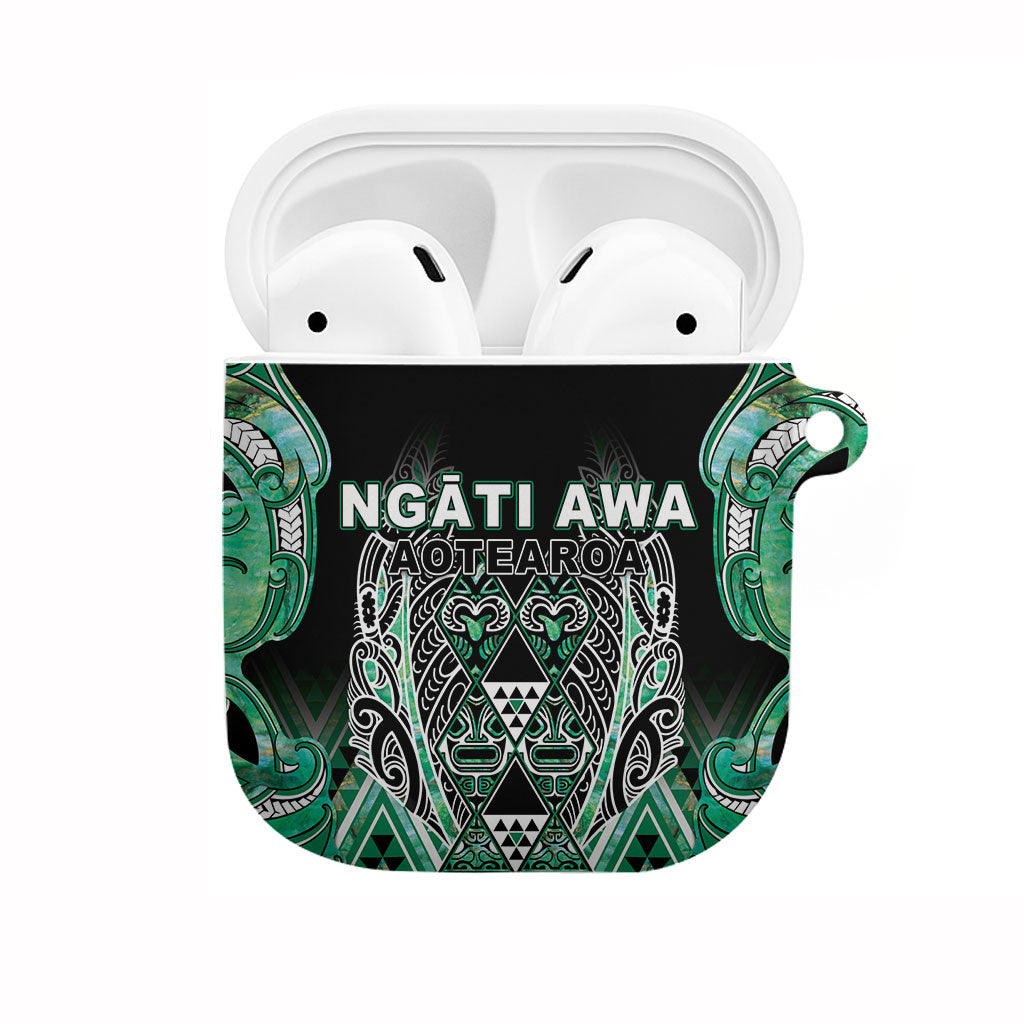 Aotearoa Ngati Awa AirPods Case Maori Tribal Green Marble Paua Shell Pattern