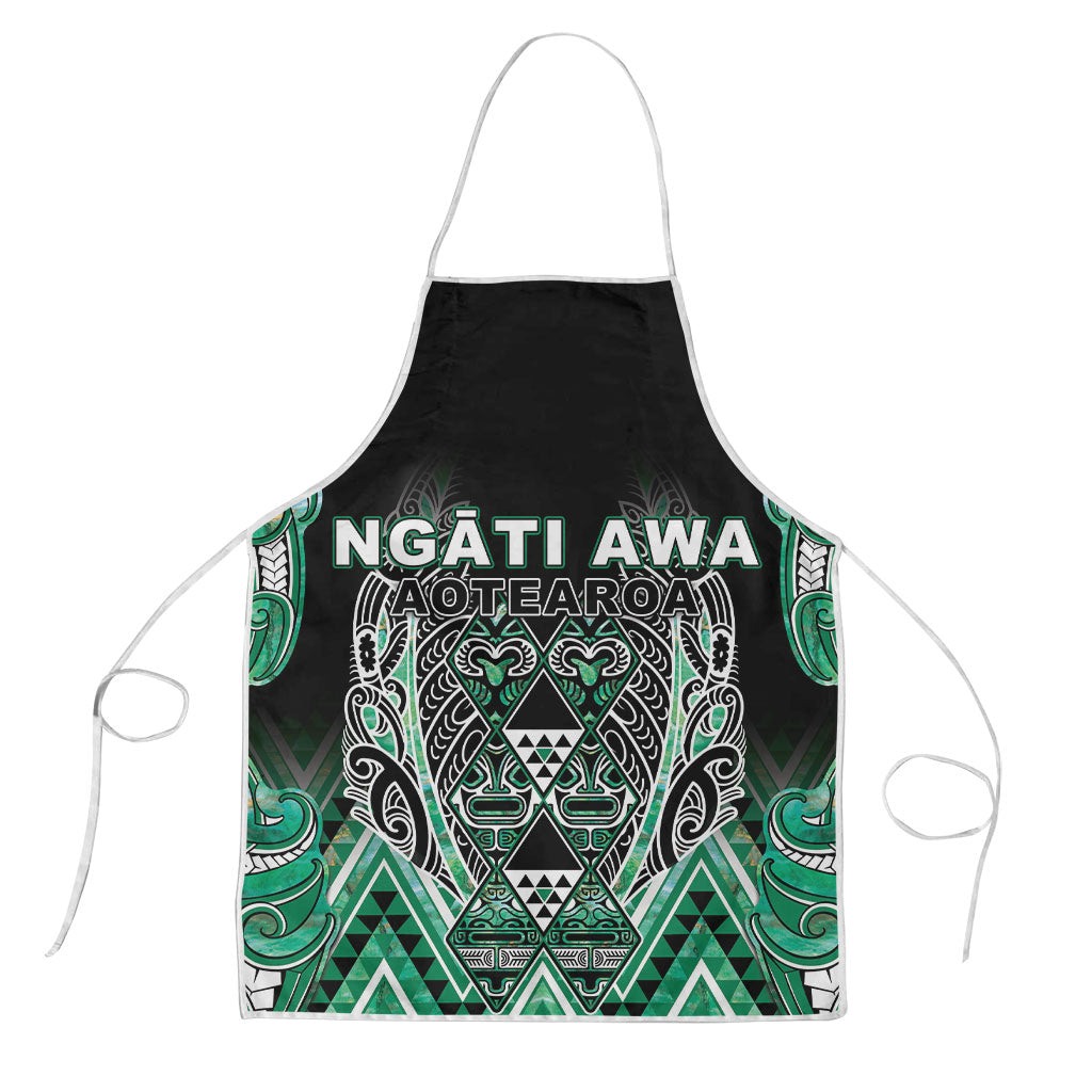 Aotearoa Ngati Awa Apron Maori Tribal Green Marble Paua Shell Pattern DT05 Green - Polynesian Pride