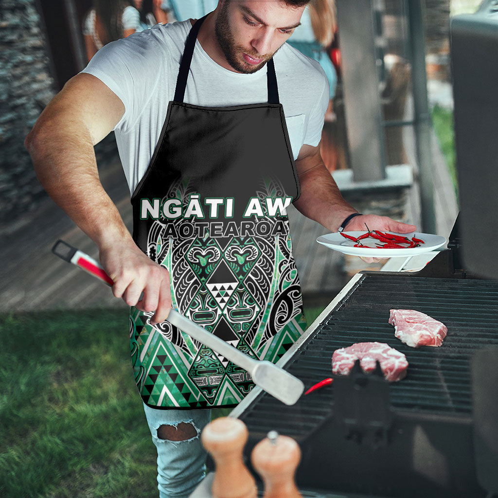 Aotearoa Ngati Awa Apron Maori Tribal Green Marble Paua Shell Pattern DT05 - Polynesian Pride