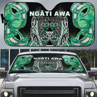 Aotearoa Ngati Awa Auto Sun Shade Maori Tribal Green Marble Paua Shell Pattern DT05 Green - Polynesian Pride