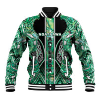 Aotearoa Ngati Awa Baseball Jacket Maori Tribal Green Marble Paua Shell Pattern DT05 Unisex Green - Polynesian Pride