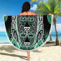 Aotearoa Ngati Awa Beach Blanket Maori Tribal Green Marble Paua Shell Pattern DT05 - Polynesian Pride