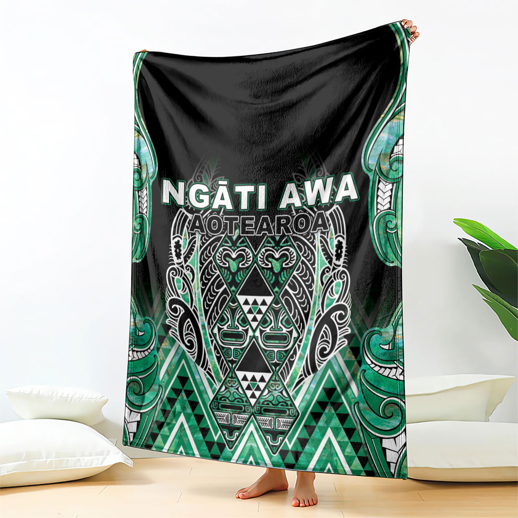 Aotearoa Ngati Awa Blanket Maori Tribal Green Marble Paua Shell Pattern DT05 - Polynesian Pride