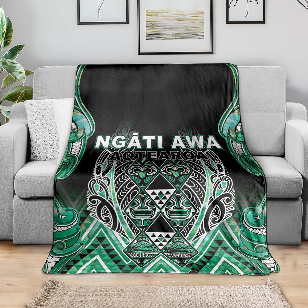 Aotearoa Ngati Awa Blanket Maori Tribal Green Marble Paua Shell Pattern DT05 - Polynesian Pride