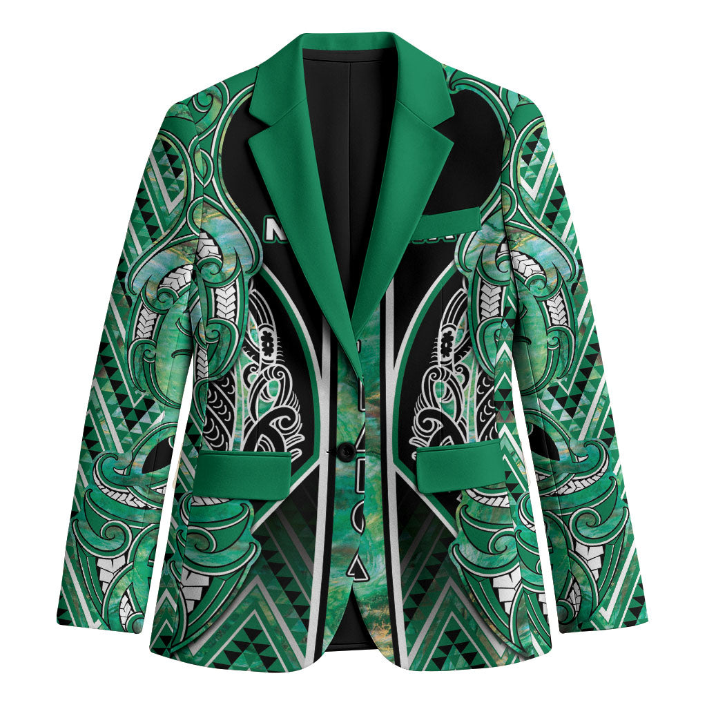 Aotearoa Ngati Awa Blazer Maori Tribal Green Marble Paua Shell Pattern DT05 Unisex Green - Polynesian Pride