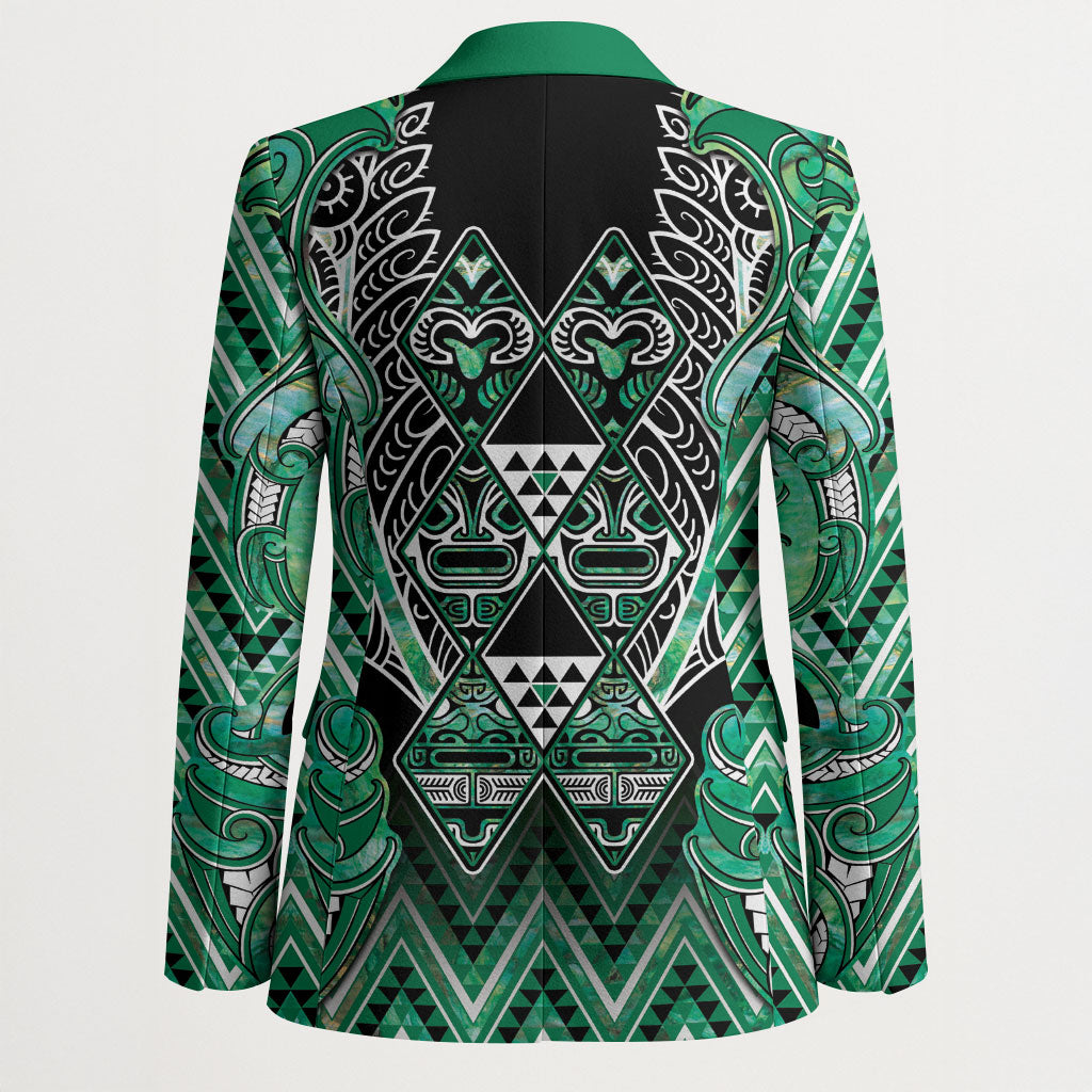 Aotearoa Ngati Awa Blazer Maori Tribal Green Marble Paua Shell Pattern DT05 - Polynesian Pride