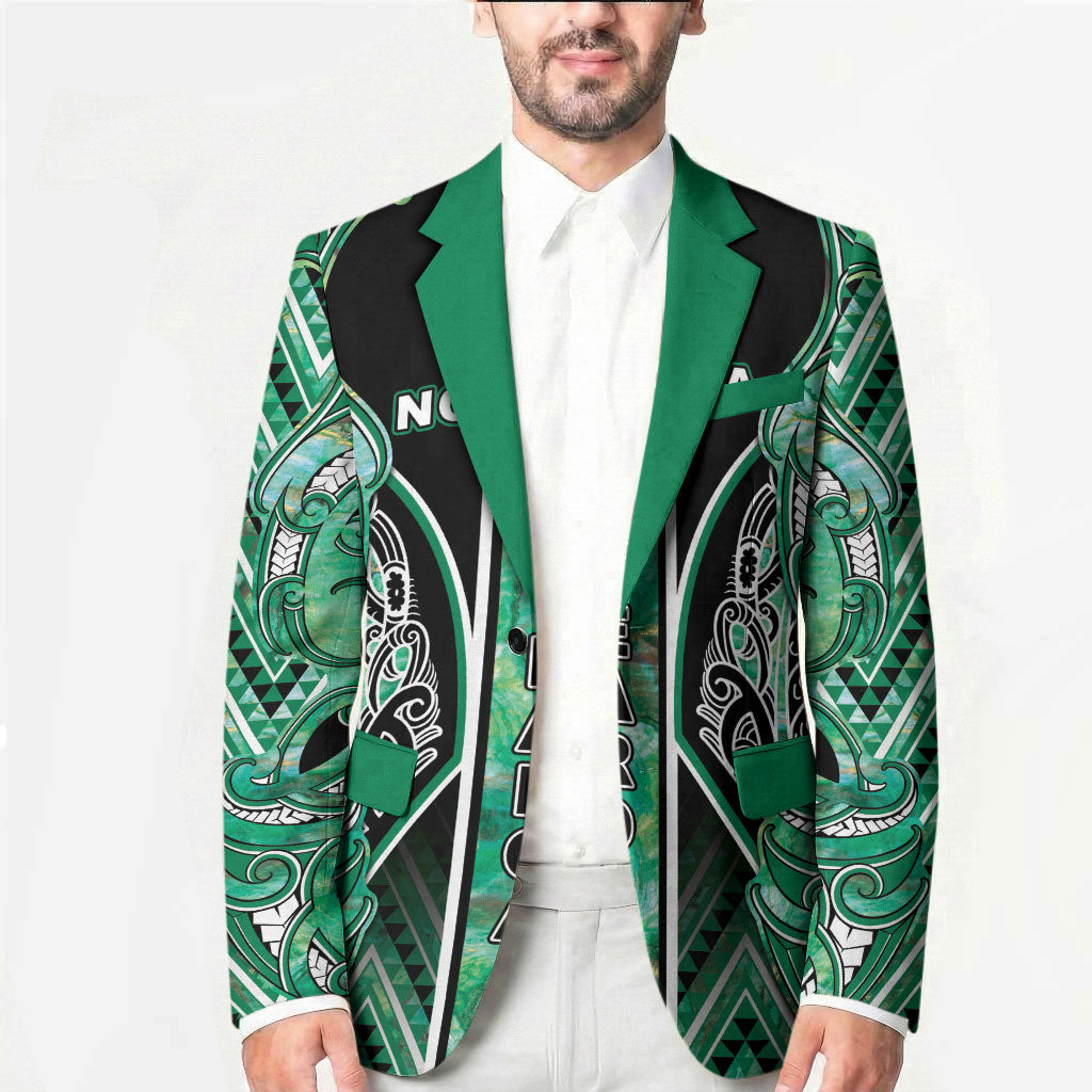 Aotearoa Ngati Awa Blazer Maori Tribal Green Marble Paua Shell Pattern DT05 - Polynesian Pride
