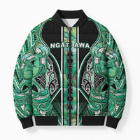 Aotearoa Ngati Awa Bomber Puffer Jacket Maori Tribal Green Marble Paua Shell Pattern DT05 Unisex Green - Polynesian Pride