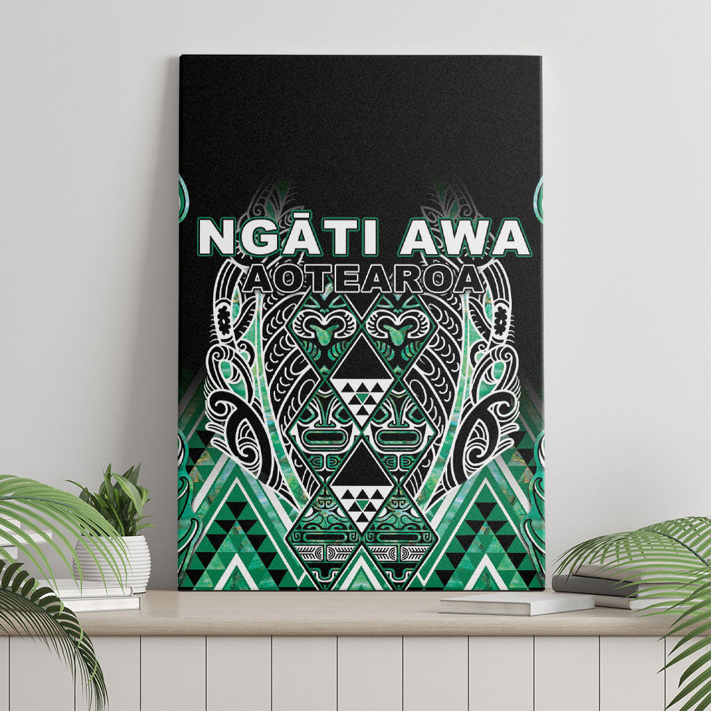 Aotearoa Ngati Awa Canvas Wall Art Maori Tribal Green Marble Paua Shell Pattern DT05 - Polynesian Pride