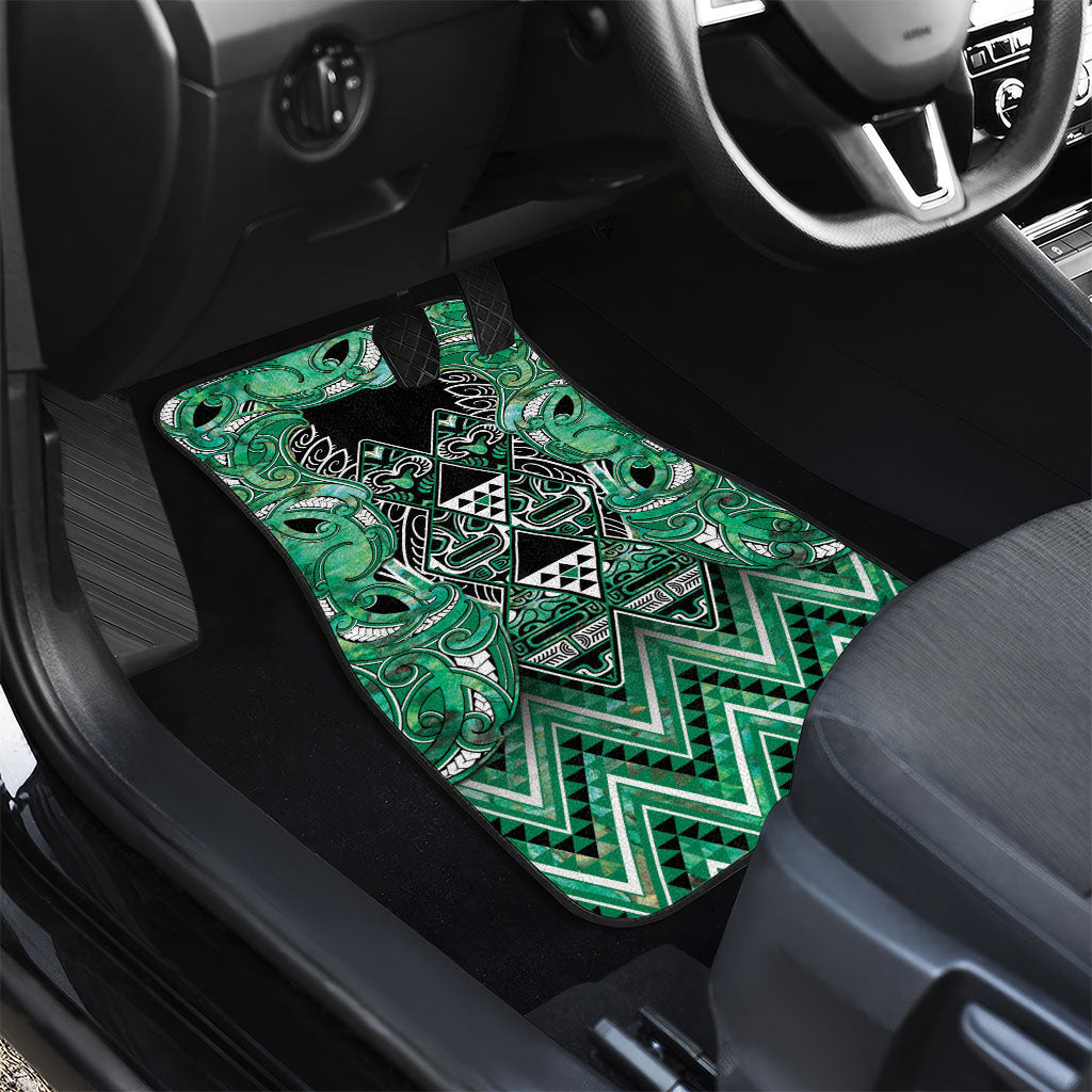 Aotearoa Ngati Awa Car Mats Maori Tribal Green Marble Paua Shell Pattern DT05 - Polynesian Pride