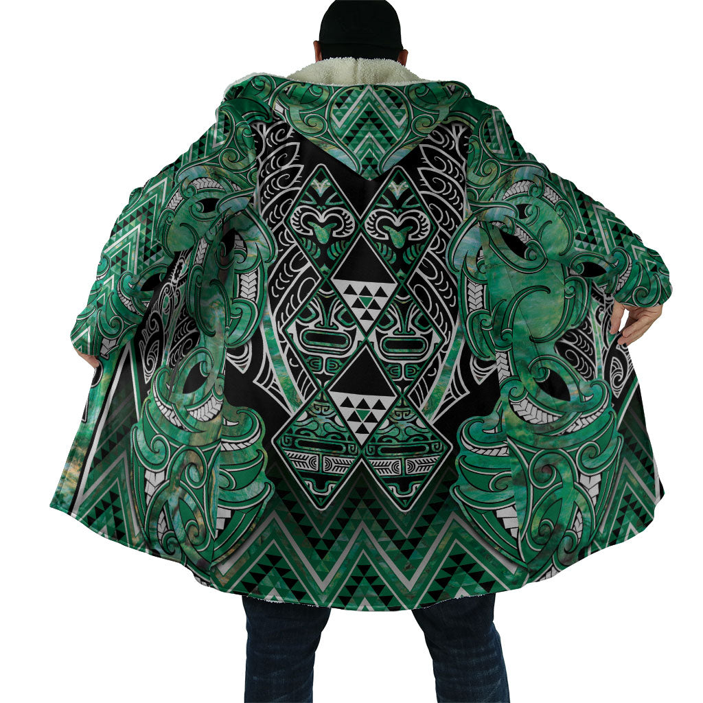 Aotearoa Ngati Awa Cloak Maori Tribal Green Marble Paua Shell Pattern DT05 - Polynesian Pride