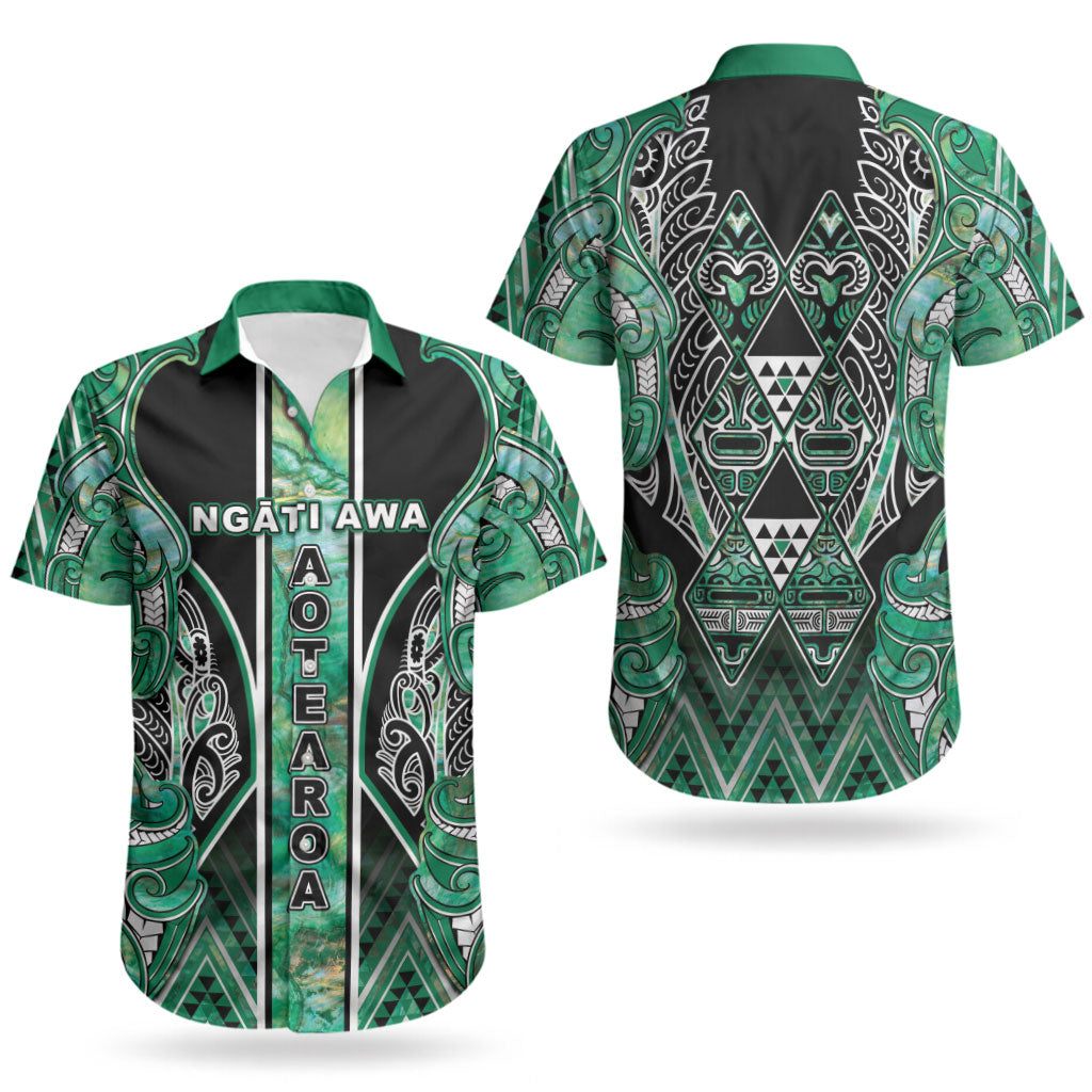 Aotearoa Ngati Awa Couples Matching Mermaid Dress and Hawaiian Shirt Maori Tribal Green Marble Paua Shell Pattern DT05 - Polynesian Pride