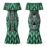 Aotearoa Ngati Awa Couples Matching Mermaid Dress and Hawaiian Shirt Maori Tribal Green Marble Paua Shell Pattern DT05 - Polynesian Pride
