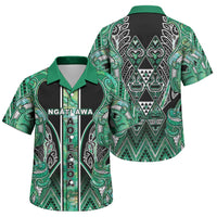 Aotearoa Ngati Awa Family Matching Puletasi and Hawaiian Shirt Maori Tribal Green Marble Paua Shell Pattern DT05 Son's Shirt Green - Polynesian Pride