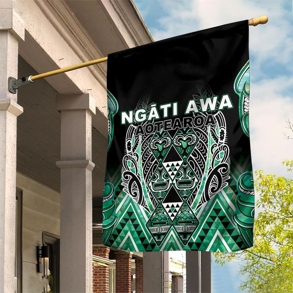 Aotearoa Ngati Awa Garden Flag Maori Tribal Green Marble Paua Shell Pattern