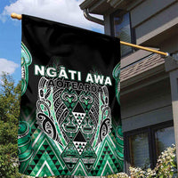 Aotearoa Ngati Awa Garden Flag Maori Tribal Green Marble Paua Shell Pattern DT05 - Polynesian Pride