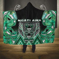 Aotearoa Ngati Awa Hooded Blanket Maori Tribal Green Marble Paua Shell Pattern DT05 - Polynesian Pride