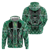 Aotearoa Ngati Awa Hoodie Maori Tribal Green Marble Paua Shell Pattern DT05 - Polynesian Pride