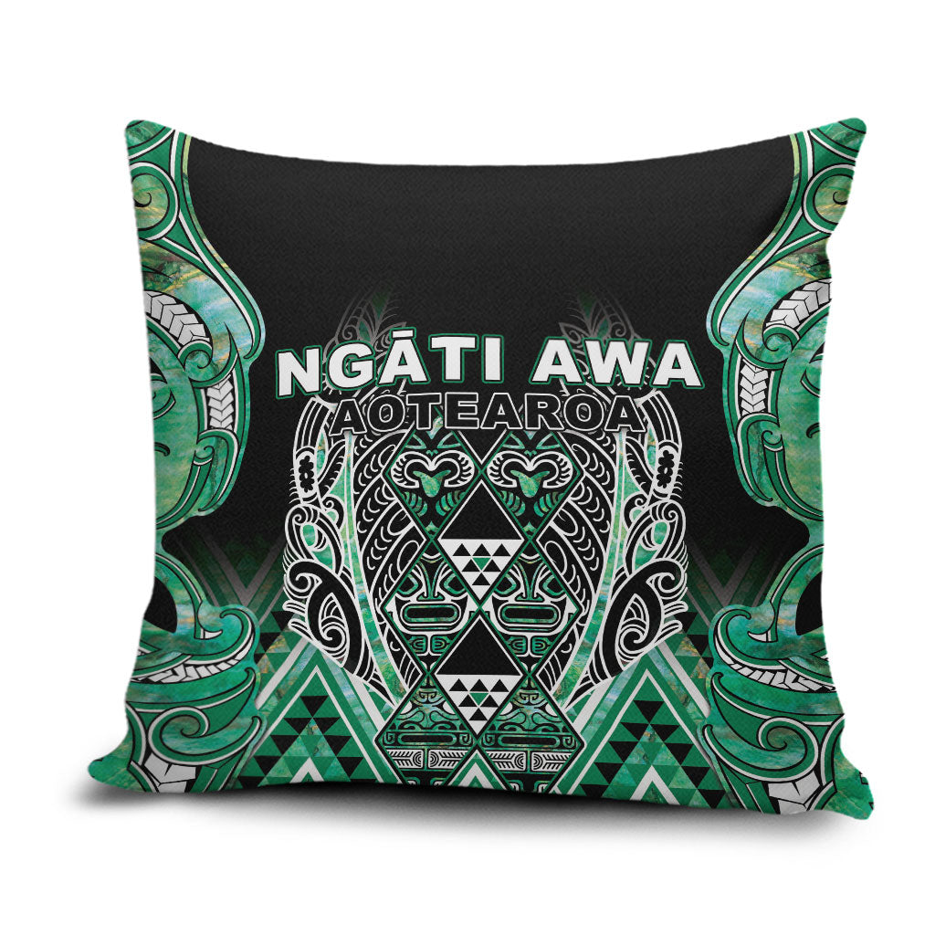 Aotearoa Ngati Awa Pillow Cover Maori Tribal Green Marble Paua Shell Pattern