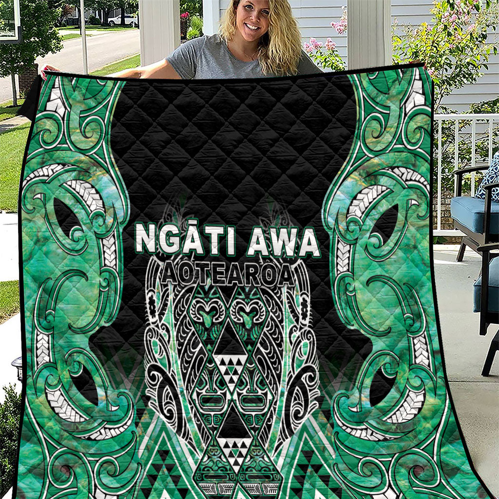 Aotearoa Ngati Awa Quilt Maori Tribal Green Marble Paua Shell Pattern