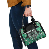 Aotearoa Ngati Awa Shoulder Handbag Maori Tribal Green Marble Paua Shell Pattern DT05 - Polynesian Pride