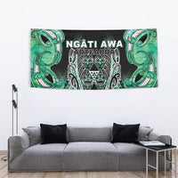 Aotearoa Ngati Awa Tapestry Maori Tribal Green Marble Paua Shell Pattern DT05 - Polynesian Pride