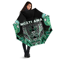 Aotearoa Ngati Awa Umbrella Maori Tribal Green Marble Paua Shell Pattern DT05 - Polynesian Pride