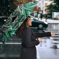 Aotearoa Ngati Awa Umbrella Maori Tribal Green Marble Paua Shell Pattern DT05 - Polynesian Pride