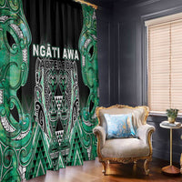 Aotearoa Ngati Awa Window Curtain Maori Tribal Green Marble Paua Shell Pattern DT05 - Polynesian Pride