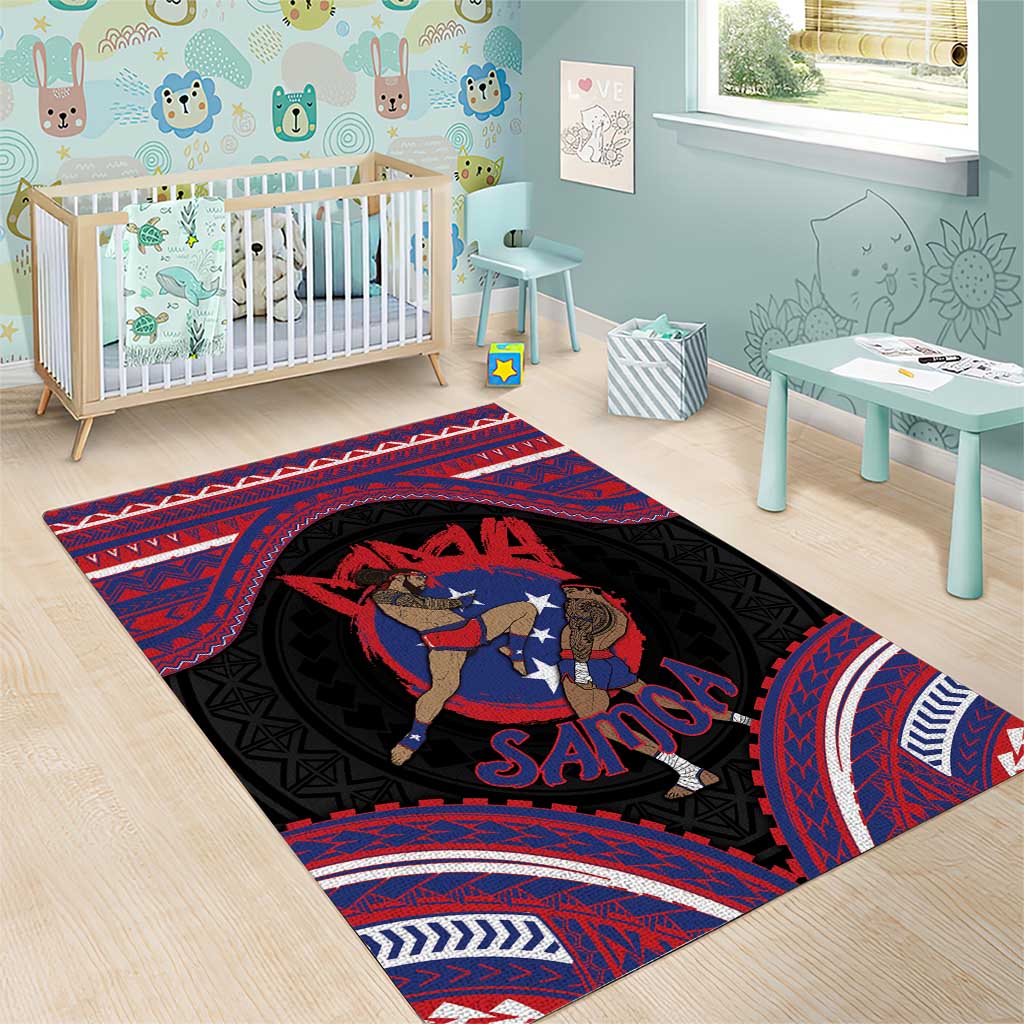 Samoa Mixed Martial Arts Area Rug Flying Knee Of Samoan - Polynesian Pride