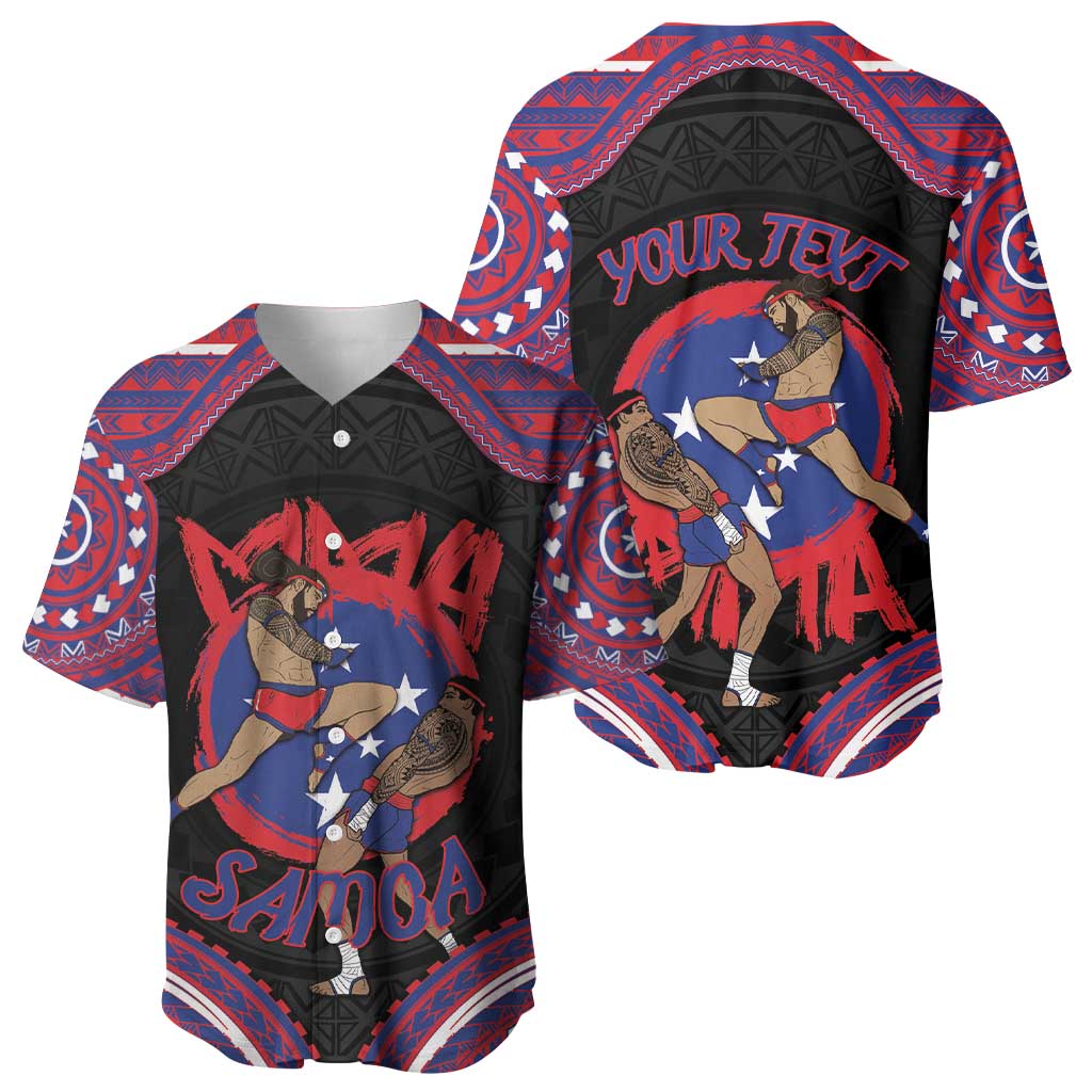 Personalised Samoa Mixed Martial Arts Baseball Jersey Flying Knee Of Samoan - Polynesian Pride