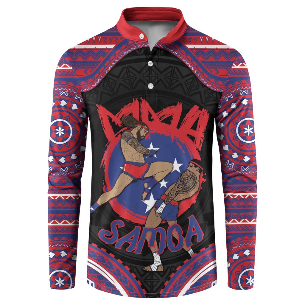 Personalised Samoa Mixed Martial Arts Button Sweatshirt Flying Knee Of Samoan - Polynesian Pride