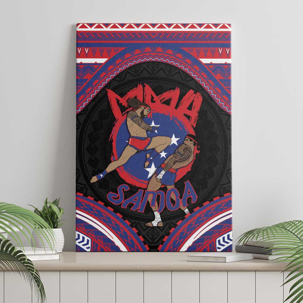 Samoa Mixed Martial Arts Canvas Wall Art Flying Knee Of Samoan - Polynesian Pride