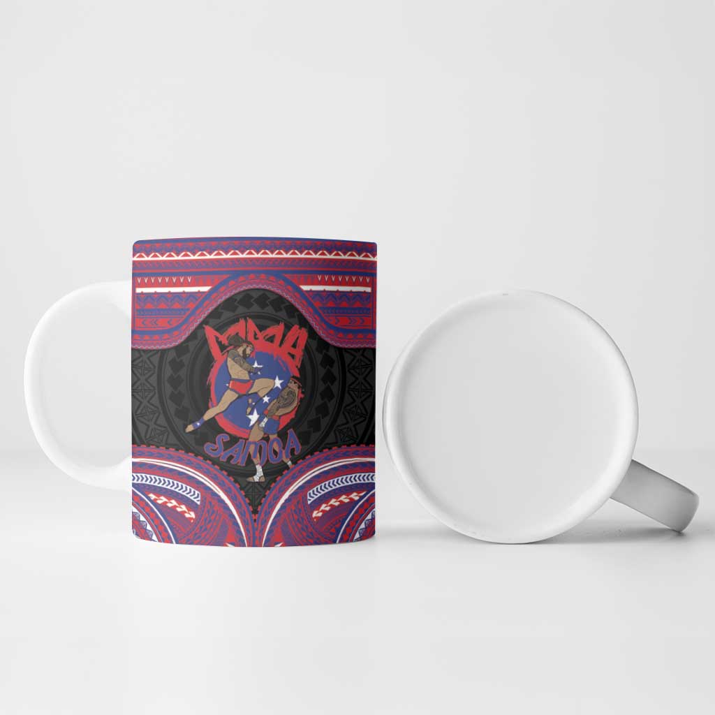 Personalised Samoa Mixed Martial Arts Ceramic Mug Flying Knee Of Samoan - Polynesian Pride