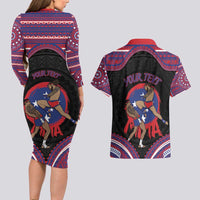 Personalised Samoa Mixed Martial Arts Couples Matching Long Sleeve Bodycon Dress and Hawaiian Shirt Flying Knee Of Samoan DT05 - Polynesian Pride