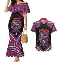 Personalised Samoa Mixed Martial Arts Couples Matching Mermaid Dress and Hawaiian Shirt Flying Knee Of Samoan - Polynesian Pride