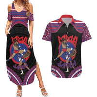 Personalised Samoa Mixed Martial Arts Couples Matching Summer Maxi Dress and Hawaiian Shirt Flying Knee Of Samoan - Polynesian Pride