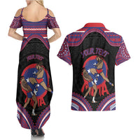 Personalised Samoa Mixed Martial Arts Couples Matching Summer Maxi Dress and Hawaiian Shirt Flying Knee Of Samoan - Polynesian Pride