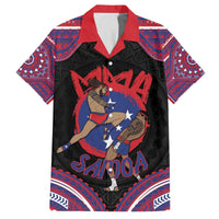 Personalised Samoa Mixed Martial Arts Family Matching Off The Shoulder Long Sleeve Dress and Hawaiian Shirt Flying Knee Of Samoan DT05 Dad's Shirt - Short Sleeve Black - Polynesian Pride