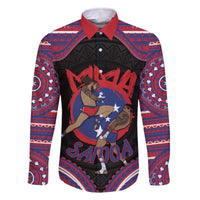 Personalised Samoa Mixed Martial Arts Family Matching Off The Shoulder Long Sleeve Dress and Hawaiian Shirt Flying Knee Of Samoan DT05 Dad's Shirt - Long Sleeve Black - Polynesian Pride