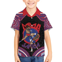 Personalised Samoa Mixed Martial Arts Family Matching Puletasi and Hawaiian Shirt Flying Knee Of Samoan DT05 Son's Shirt Black - Polynesian Pride